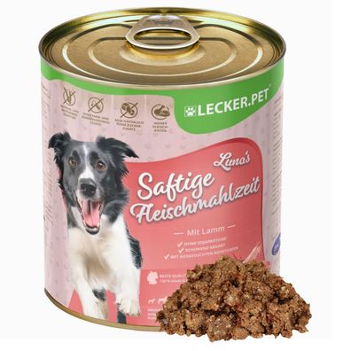 6 - 18 Stk. Lecker. Pet® Luna's Saftige Fleischmahlzeit mit Lamm Hundefutter Nassfut