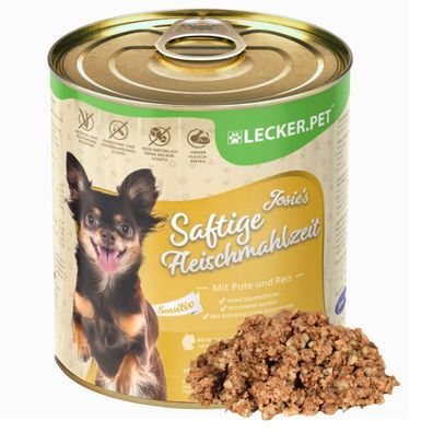 6 - 18 Stk. Lecker. Pet® Josie's Saftige Fleischmahlzeit Sensitiv mit Pute & Reis