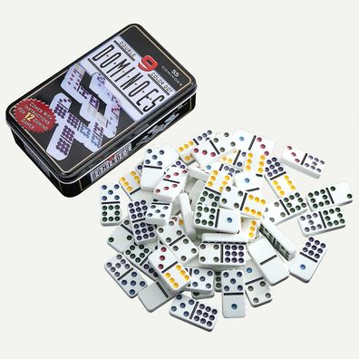 Dominoes Double Nine, Blechdose zur Aufbewahrung, klassisches Party-Brettspiel