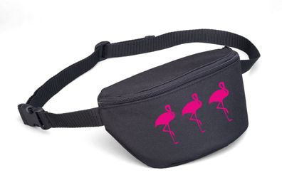 Bauchtasche - Drei Flamingos - - Farbe: Schwarz