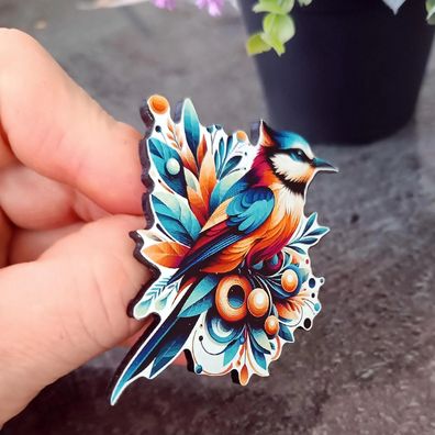 Vogel Brosche Anstecker Pin vintage Acryl Lasercut
