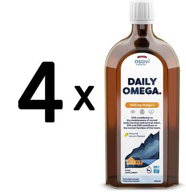 4 x Daily Omega, 1600mg Omega 3 (Natural Lemon) - 500 ml