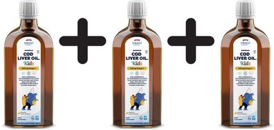 3 x Osavi Norwegian Cod Liver Oil Kids, 500mg Omega 3 (Lemon) - 250 ml