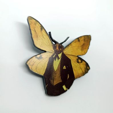 Mann Schmetterling, Brosche Anstecker Pin vintage Acryl Lasercut