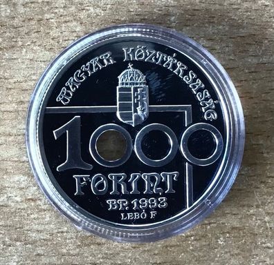 Ungarn 1000 Forint 1993 Tor und Skyline Fußball PP Silbermünze Mit Zertifikat