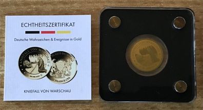 999 Goldmünze 1/500 Oz 3000 Francs Kniefall von Warschau