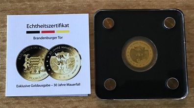 999 Goldmünze 1/500 Oz 3000 Francs Exklusive Goldausgabe 30 Jahre Mauerfall