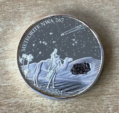 Liberia 10 Dollars 2004 Meteorite NWA 267 PP 2 OZ Unzen Silber