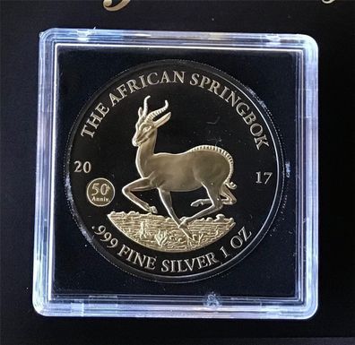 Republik Gabun 1000 Francs 2017 Springbok 1 Oz 999 Silber / Gold Ruthenium