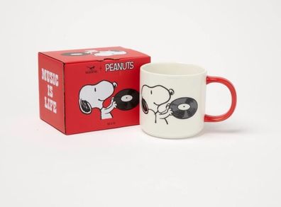 Peanuts Snoopy Tasse: Music is life Vinyl - Porzellan Tasse 330 ML