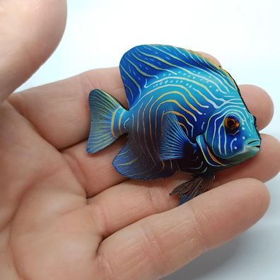 Blau Fisch Brosche Anstecker Pin vintage Acryl Lasercut