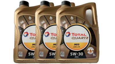 Total Quartz Ineo Longlife 5W 30 Motorenöl 3x 5 Liter Kanne VW 50400 + 50700