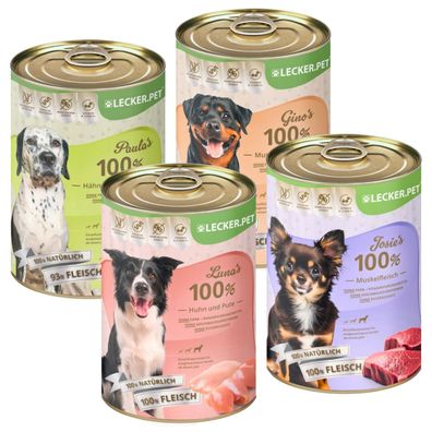 24 x 400 g Lecker. Pet® Gino's, Josie's, Luna's & Paula's 100 % Fleisch