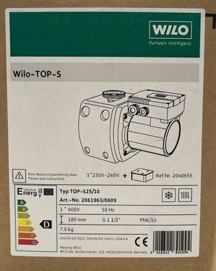 Wilo Top S25/10 Heizung Umwälzpumpe 3x400V P21/73