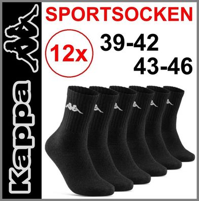 12 Paar KAPPA® SOCKEN | Sport | Tennis | Freizeit | Business | schwarz