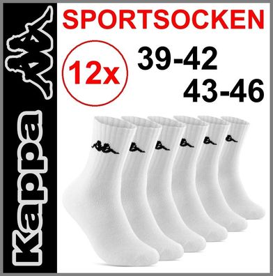 12 Paar KAPPA® SOCKEN | Sport | Tennis | Freizeit | Business | weiss