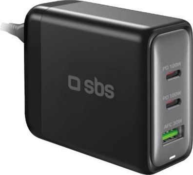 SBS Ladestation 100W 2x USB-C/1x USB GaN schwarz