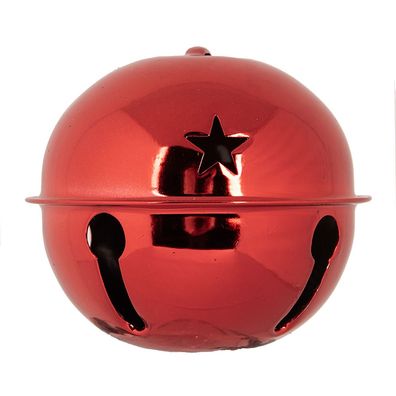 Clayre & Eef Weihnachtsanhänger Klingel Ø 14x12 cm Rot Metall (Gr. Ø 14x12 cm)