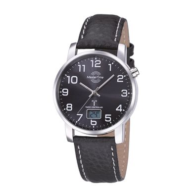 MasterTime Herren-Funkuhr Basic, schwarz - MTGA-10576-24L