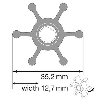 Johnson Impeller für F2 Pumpe, Nitril, mit O-Ring 09-1077B-9