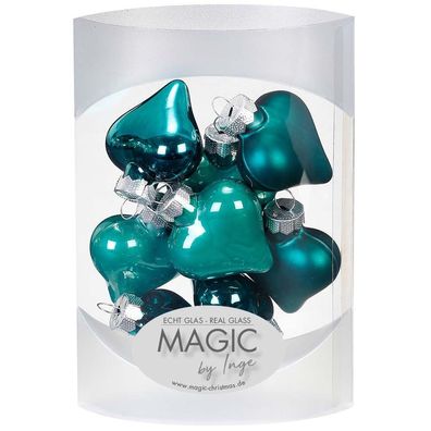 Christbaumschmuck Dark Emerald Inge-Glas - Artikel: 8 Herzen 4cm