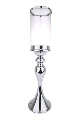 Gilde Windlicht mit Glas silber für Stumpe und Spitzkerze, Glas 10 x 15cm L=11,0