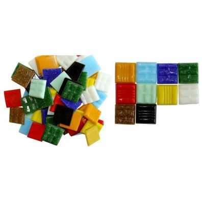 Mosaik Glassteine 10 x 10 mm 1 kg bunt gemischt (ca. 1500 St.)