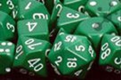 Opaque Polyhedral Green/white 7-Die Set