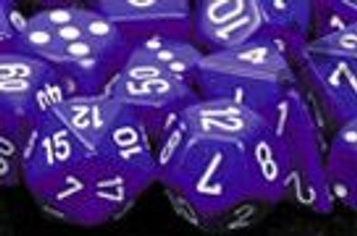 Opaque Polyhedral Purple/white 7-Die Set