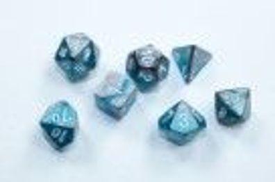 Gemini Mini-Polyhedral Steel-Teal/white 7-Die Set