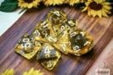 Translucent Yellow/white Polyhedral 7-Dice Set