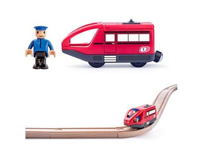 Rote Metro-Bahn mit Lokführer-Spielfigur (batteriebetrieben)