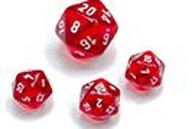 Translucent Mini-Polyhedral Red/white 7-Die Set