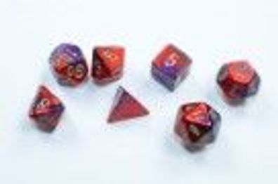 Gemini Mini-Polyhedral Purple-Red/gold 7-Die Set