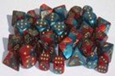 Gemini™ Red-Teal w/gold 12mm d6 Dice Block™ (36d6)