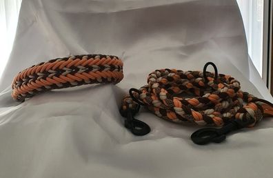 Paracord-Set (Hundeleine & Hundehalsband) „Herbstliebe“ - 100 % Handarbeit