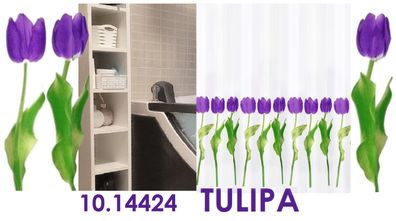 Tulipa Violet Textil Duschvorhang 180 x 200cm. (Breite x Höhe)