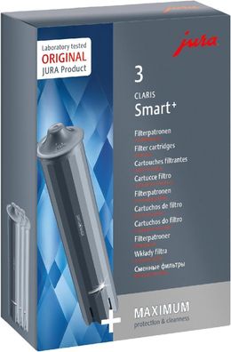 JURA CLARIS Smart+ Filterpatrone, TÜV-zertifiziert, 3er-Pack, automatische Erkennung