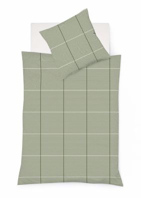 Fleuresse Lech Edelflanell Bettwäsche 200x200 Karo lindgrün grün 604311-05
