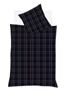 Fleuresse Lech Edelflanell Bettwäsche 200x200 Karo indigo blau rost 604310-02
