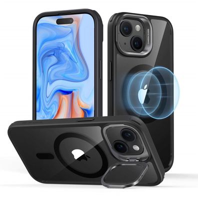 ESR Classic Hybrid HaloLock Case Stand für Apple iPhone 15 Plus - Transparent/Schwarz