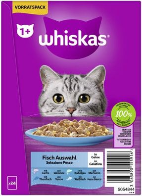 Whiskas 1+ Fisch Auswahl Gelee 24x85gP