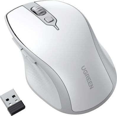 UGREEN, MU101 ergonomische Bluetooth / 2,4 GHz Maus, Weiß