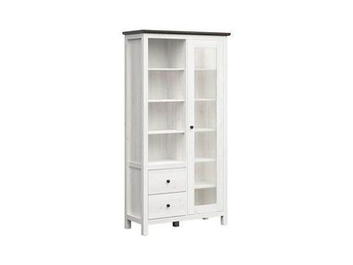 BLACK RED WHITE Vitrinenschrank Hesen | Standvitrine | 44 x 106 x 203 cm, Weiss