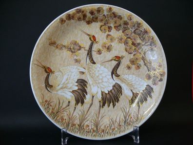Ausgefallene Wandteller Sammelteller Zierteller Porzellan mit 3 Paradiesvogel Pfau