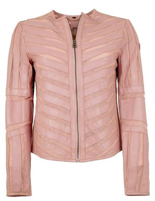 Gipsy - Damen Lederjacke Lammnappa Materialmix rose