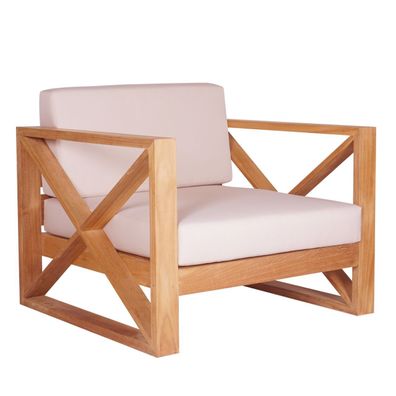 Loungesessel Molveno aus Teak mit Armlehnen und Auflagen von Teako Design