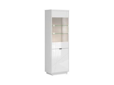 BLACK RED WHITE Vitrinenschrank Forn | Standvitrine | 42,5 x 64 x 200,5 cm, Weiss