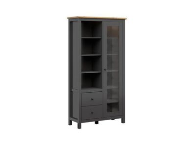 BLACK RED WHITE Vitrinenschrank Hesen | Standvitrine | 44 x 106 x 203 cm, Braun