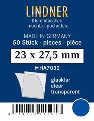 Lindner ha7032 50er Packung Zuschnitte 23 mm x 27,5 mm Unterfolie glasklar